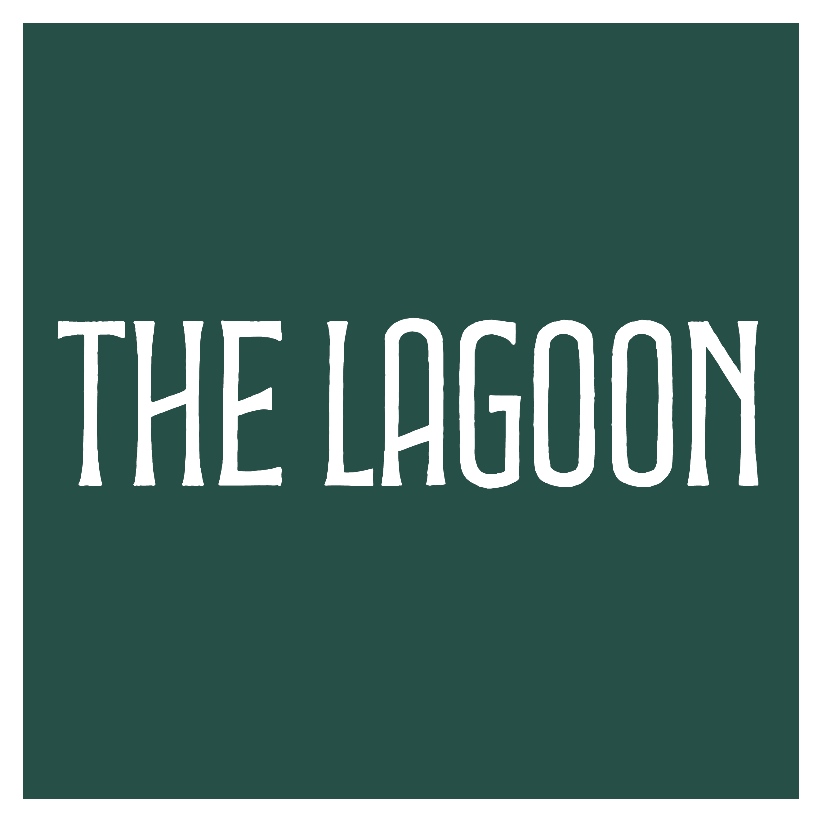 Forest green square with The Lagoon's wordmark